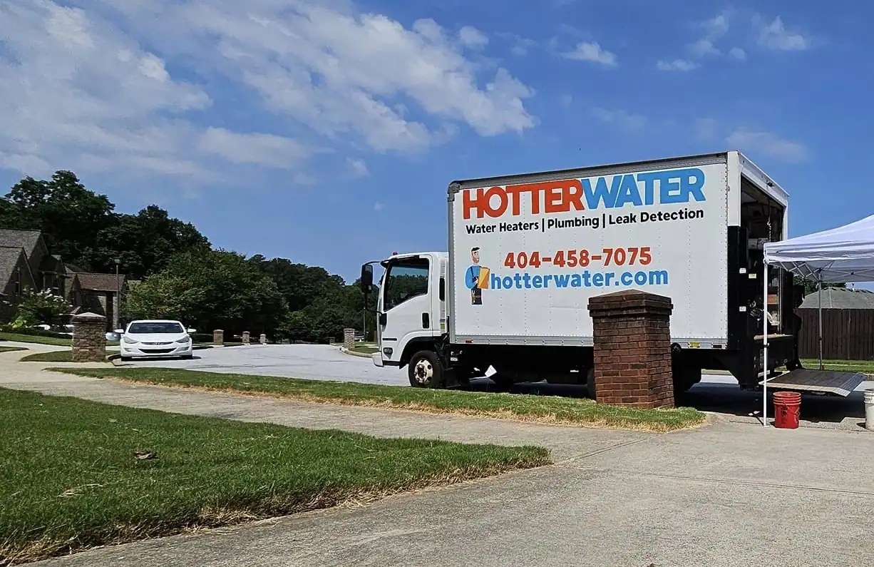 Hotter Water branded service truck in Atlanta